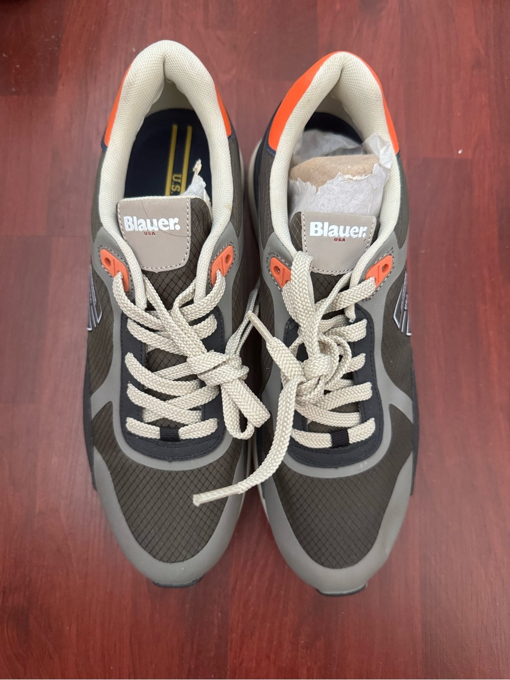 Blauer Men’s Olive Green and Orange Casual Sneakers